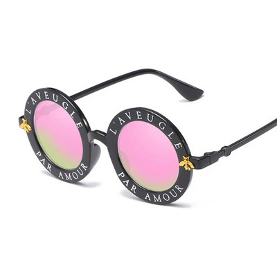Ochelari de soare rotunzi negri, sexy, retro, femei, designer de marcă, litere englezești, ochelari de soare, cerc de albină, modă pentru femei, ochelari