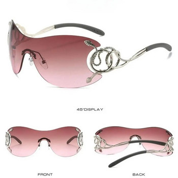 KLASSNUM Y2k Rimless Γυναικεία γυαλιά ηλίου Κομψοί ντεγκραντέ αποχρώσεις εξωτερικού χώρου Μοντέρνα, πολυτελής επωνυμία, μεταλλικό σκελετό γυαλιά γυαλιών