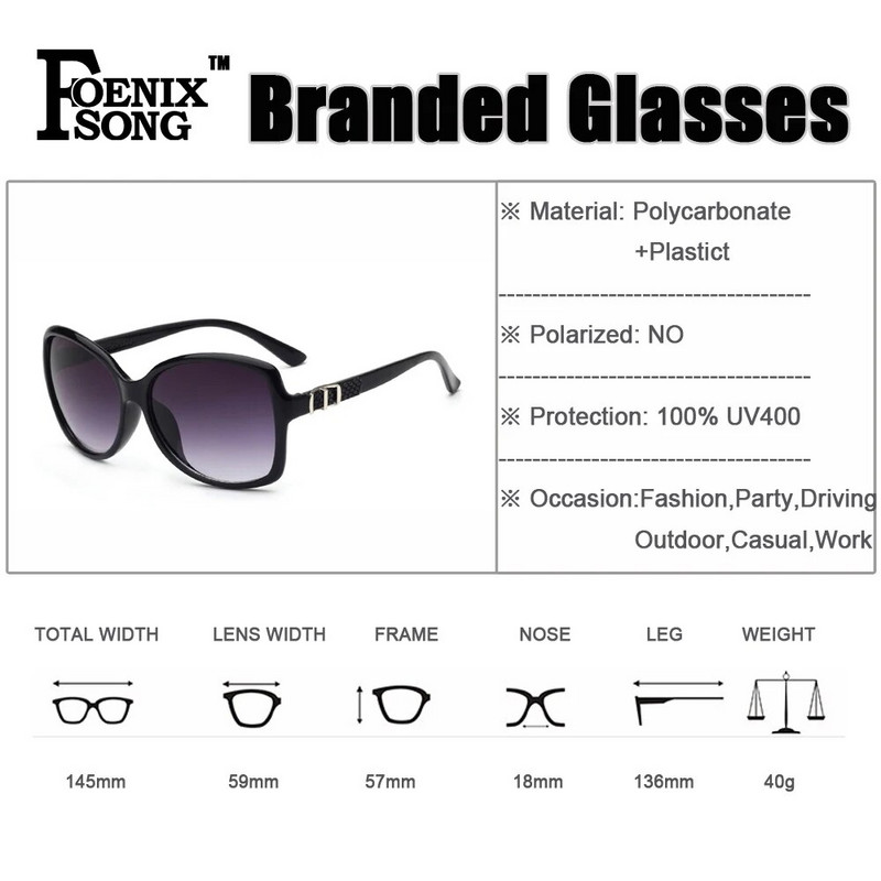 FOENIXSONG velike sunčane naočale za žene Vintage naočale Retro sunčane naočale ovalnog okvira Slatke ženske naočale