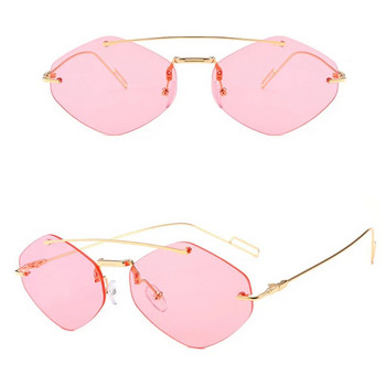 Модни слънчеви очила без рамки за жени Дамски луксозни дизайнерски метални малки слънчеви очила UV400 Защита на очите Многоъгълни очила