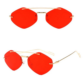 Модни слънчеви очила без рамки за жени Дамски луксозни дизайнерски метални малки слънчеви очила UV400 Защита на очите Многоъгълни очила
