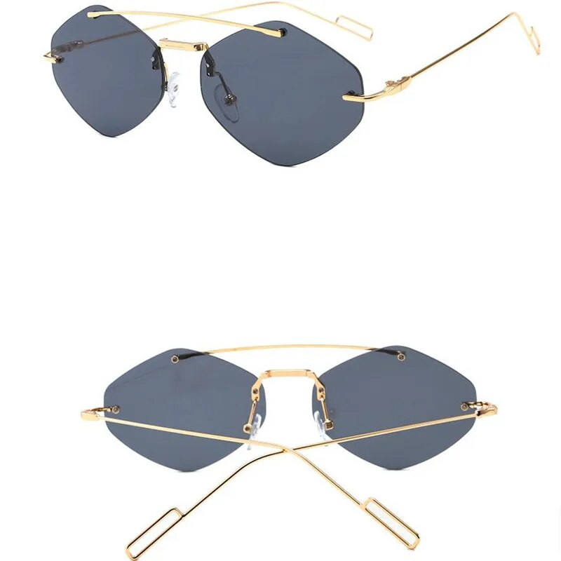 Trend ääristeta päikeseprillid naistele naistele Luksuslik disain metallist väikesed päikeseprillid UV400 silmade kaitse polügonaalsed prillid