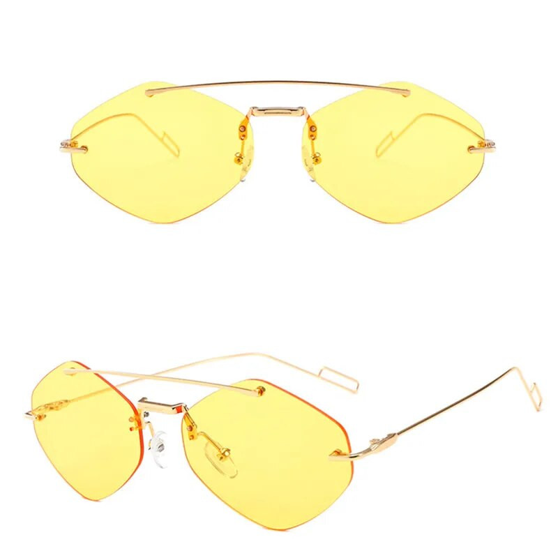 Trend ääristeta päikeseprillid naistele naistele Luksuslik disain metallist väikesed päikeseprillid UV400 silmade kaitse polügonaalsed prillid