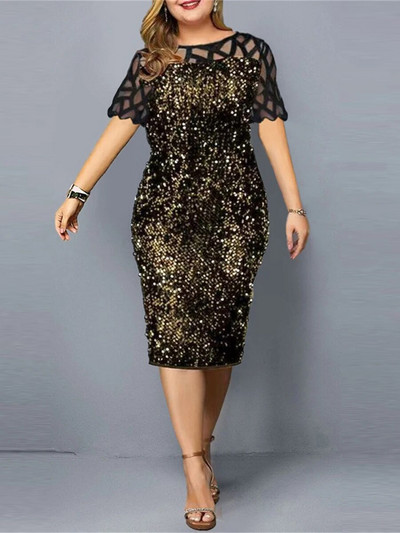 Rochie de petrecere cu mâneci scurte, cu paiete, de vară, 2023