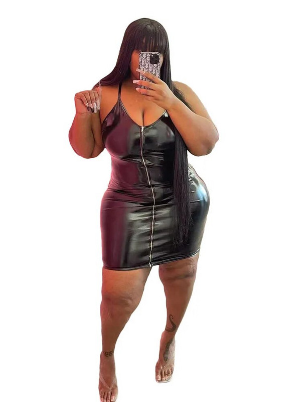 Suures suuruses kleidid 5xl Naiste riided Pluss Nahast Bodycon Kleit Pu Clubwear Sling Seksikas Lühike Kleit Hulgikaubandus