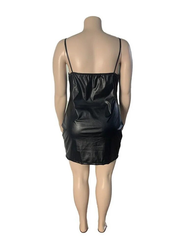 Suures suuruses kleidid 5xl Naiste riided Pluss Nahast Bodycon Kleit Pu Clubwear Sling Seksikas Lühike Kleit Hulgikaubandus