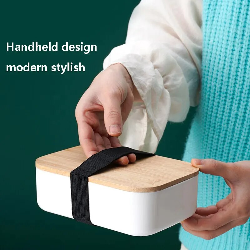 Jaapani stiilis Bento Box bambusest puidust kate nisu õlgedest lõunasöök kasti töötaja Bento kast noa kahvli ja lusikaga kaasaskantav komplekt