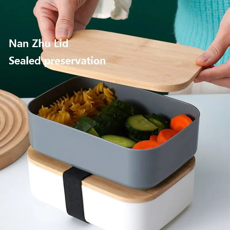 Jaapani stiilis Bento Box bambusest puidust kate nisu õlgedest lõunasöök kasti töötaja Bento kast noa kahvli ja lusikaga kaasaskantav komplekt