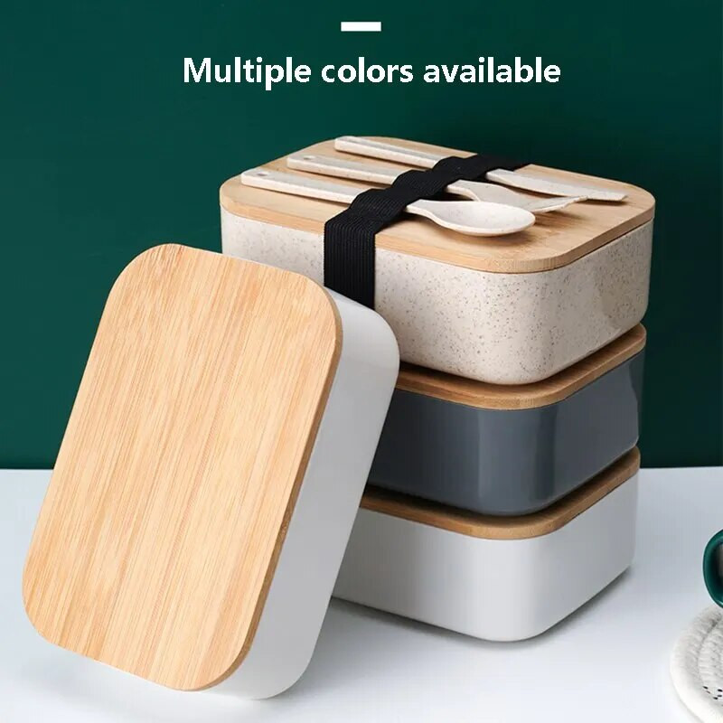 Jaapani stiilis Bento Box bambusest puidust kate nisu õlgedest lõunasöök kasti töötaja Bento kast noa kahvli ja lusikaga kaasaskantav komplekt