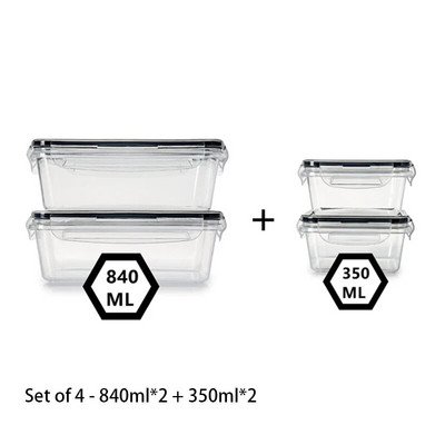 Hermētisks pārtikas uzglabāšanas konteiners ar vāku, noplūdes necaurlaidīgu slēdzeni, plastmasu bez BPA