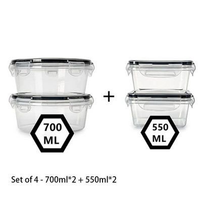 Hermētisks pārtikas uzglabāšanas konteiners ar vāku, noplūdes necaurlaidīgu slēdzeni, plastmasu bez BPA