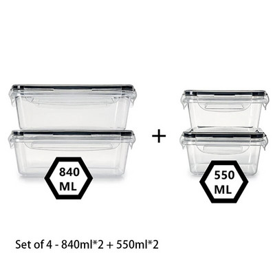 Hermētisks pārtikas uzglabāšanas konteiners ar vāku, noplūdes necaurlaidīgu slēdzeni, plastmasu bez BPA