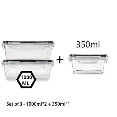 Hermētisks pārtikas uzglabāšanas konteiners ar vāku, noplūdes necaurlaidīgu slēdzeni, plastmasu bez BPA