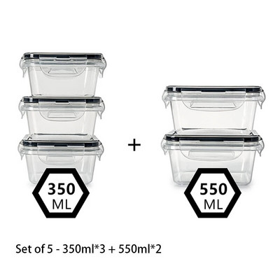 Hermētisks pārtikas uzglabāšanas konteiners ar vāku, noplūdes necaurlaidīgu slēdzeni, plastmasu bez BPA