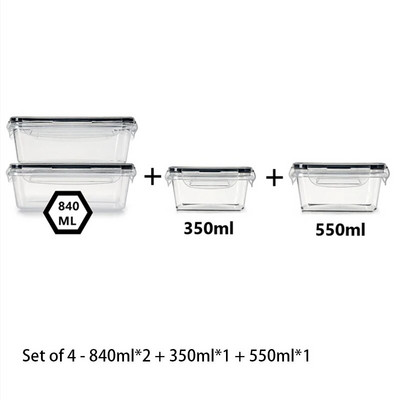 Hermētisks pārtikas uzglabāšanas konteiners ar vāku, noplūdes necaurlaidīgu slēdzeni, plastmasu bez BPA