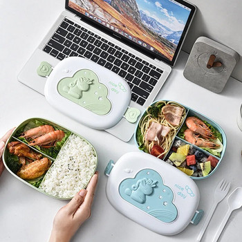 Сладка кутия за обяд Bento Ученически нагревател Преносим пластмасов контейнер за обяд за деца Момичета Хляб Сандвич Отделения за затопляне на храна