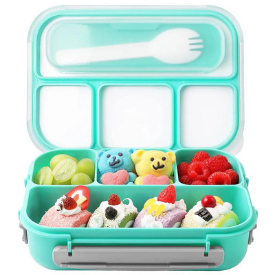 Pusdienu kaste Bento Box 81 unces pusdienu trauki pieaugušiem bērniem, mazuļiem, 4 nodalījumi Bento pusdienu kaste, mikroviļņu krāsnī, trauku mazgājamā mašīnā, saldētavai droši