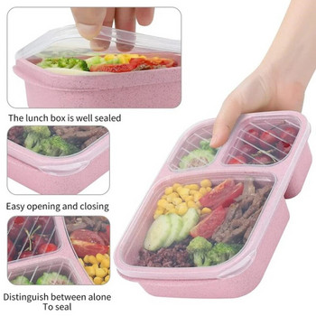 4/3 решетки Bento Box Преносимо съхранение на храна Кутия за обяд Непропусклив контейнер за храна Микровълнова фурна Съдове за хранене Студентска чанта за обяд Деца