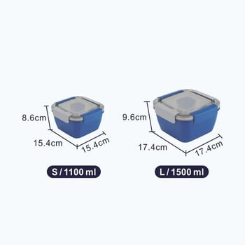 1100 ml 1500 ml Преносим контейнер за кутия за обяд 2-слойна решетъчна купа за салата Bento кутии Купи за салата Кутия за обяд Контейнер за обяд за храна