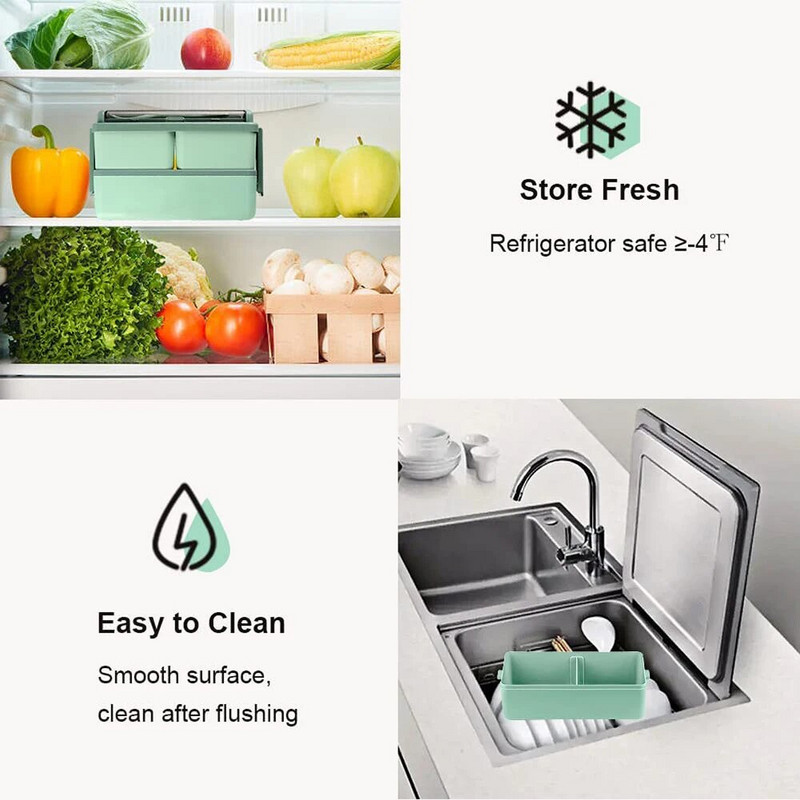 Bento lõunakarbi virnastatav 49 OZ Bento kast täiskasvanutele Ki lõunasöögikonteinerite lekkekindel täiskasvanutele mõeldud Bento kast eemaldatavate lahtritega