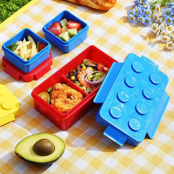 DIY Building Block Lunch Box Modular Building Blocks for Children Μαθητικό δομικό στοιχείο Bento Αποθήκευση τροφίμων Δοχείο σερβίτσιο