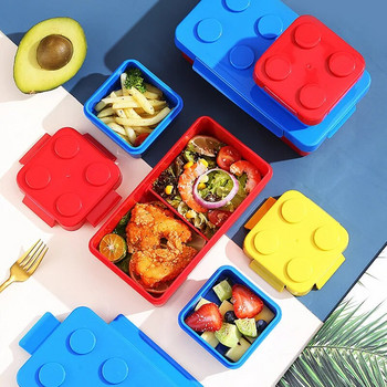 Направи си сам строителен блок Кутия за обяд Модулни строителни блокове за деца Студентски строителен блок Bento Контейнер за съхранение на храна Съдове за хранене