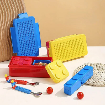 DIY Building Block Lunch Box Modular Building Blocks for Children Μαθητικό δομικό στοιχείο Bento Αποθήκευση τροφίμων Δοχείο σερβίτσιο