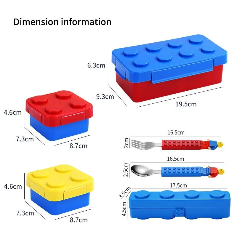 DIY građevni blok Kutija za ručak Modularni građevinski blokovi za djecu Studentski blok Bento Spremnik za pohranu hrane Posuđe