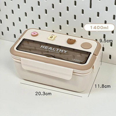 Vienkārša, jauka pārnēsājama pusdienu kaste ar nodalījumu meitenēm skolas bērniem plastmasas piknikam Bento Box mikroviļņu krāsnī pārtikas uzglabāšanas konteineri