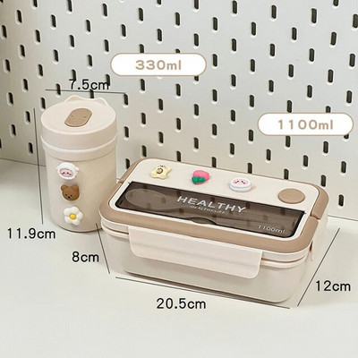 Vienkārša, jauka pārnēsājama pusdienu kaste ar nodalījumu meitenēm skolas bērniem plastmasas piknikam Bento Box mikroviļņu krāsnī pārtikas uzglabāšanas konteineri