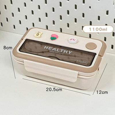 Vienkārša, jauka pārnēsājama pusdienu kaste ar nodalījumu meitenēm skolas bērniem plastmasas piknikam Bento Box mikroviļņu krāsnī pārtikas uzglabāšanas konteineri