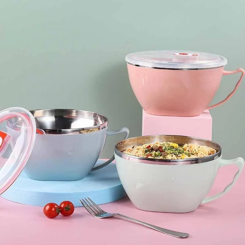 Kaasaskantav roostevabast terasest kaanega kiirnuudlikauss, kahekordse isolatsiooniga põletusvastane lõunakarbi köögitarbed