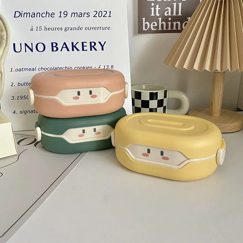 780 ml miela Bento priešpiečių dėžutė Kawaii vaikams, mokyklinio amžiaus vaikams Japoniško stiliaus darželis Vaikiška duona sumuštinių maisto dėžutė plastikinė