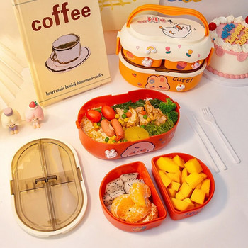 Φορητό κουτί γεύματος Kawaii για κορίτσια Παιδιά σχολείου Πλαστικό κουτί πικνίκ Bento Κουτί μικροκυμάτων Κουτί φαγητού με διαμερίσματα Δοχεία αποθήκευσης