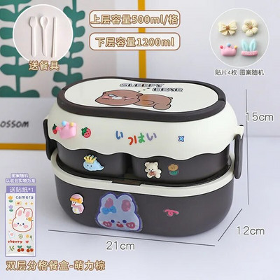 Pārnēsājama Kawaii pusdienu kaste meitenēm skolas bērniem plastmasas piknikam Bento Box mikroviļņu pārtikas kaste ar nodalījumiem, uzglabāšanas konteineri
