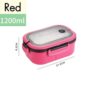 Pārnēsājama pusdienu kastīte ar 2 slāņu režģi bērniem studentu Bento kaste, necaurlaidīga mikroviļņu krāsnī lietojama pusdienu kaste ar dakšas karoti skolas birojam