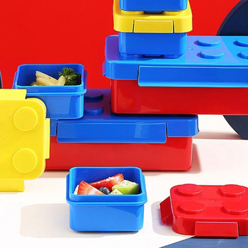 Подаръци за деца Подреждащи се Оксфордски блок Тухлен дизайн Преносима запечатана кутия за обяд Цветни блокове Снаждане на деца Ученици Бенто кутия