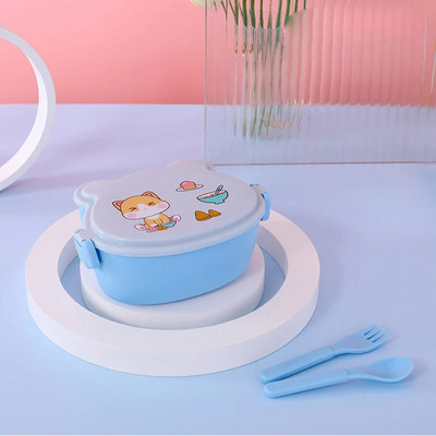 Prijenosni bento za školsku djecu s vilicom i žlicom Kutija za ručak Nepropusna plastična anime posuda za hranu za mikrovalnu Kutija za ručak za školsku djecu