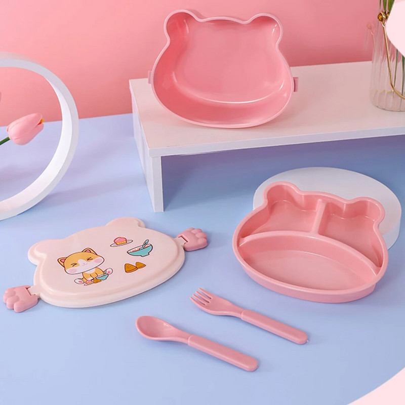 Prijenosni bento za školsku djecu s vilicom i žlicom Kutija za ručak Nepropusna plastična anime posuda za hranu za mikrovalnu Kutija za ručak za školsku djecu