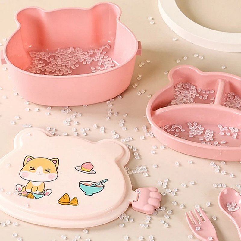 Prijenosni bento za školsku djecu s vilicom i žlicom Kutija za ručak Nepropusna plastična anime posuda za hranu za mikrovalnu Kutija za ručak za školsku djecu