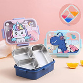 800ml Cartoon Stainless Steel 304 Lunch Box with Spoon Kids-Proof Bento Box Μαθητικό Σχολείο Γραφείο Δοχείο τροφίμων