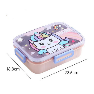 800ml Cartoon Stainless Steel 304 Lunch Box with Spoon Kids-Proof Bento Box Μαθητικό Σχολείο Γραφείο Δοχείο τροφίμων
