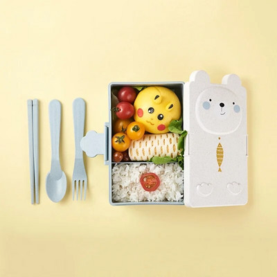 Χαριτωμένο Bento Lunch Box Kawaii για Παιδιά Παιδιά Σχολείου Ιαπωνικού στυλ Νηπιαγωγείο Παιδικό Ψωμί σάντουιτς Κουτί τροφίμων Πλαστικό