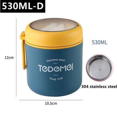 710/530 ml Termo staklenka za hranu Izolirana šalica za juhu Termos posude Kutija za ručak od nehrđajućeg čelika Termo čuvanje topline za školsku djecu