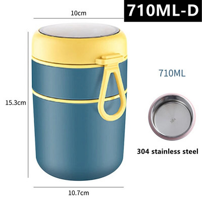 710/530 ml Termo staklenka za hranu Izolirana šalica za juhu Termos posude Kutija za ručak od nehrđajućeg čelika Termo čuvanje topline za školsku djecu