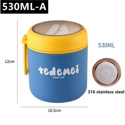710/530 ml Termo staklenka za hranu Izolirana šalica za juhu Termos posude Kutija za ručak od nehrđajućeg čelika Termo čuvanje topline za školsku djecu