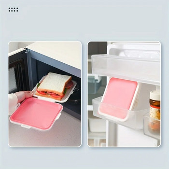 Πλαστικό Sandwich Lunch Box Μεγάλης Χωρητικότητας με Καπάκι - Ιδανικό για υπαίθρια πικνίκ και ζέσταμα γευμάτων!