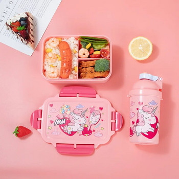 Unicorn Kawaii Bento Lunch Box Бутилка за вода за деца Момичета Момчета Деца Училище Детска градина Мини Сандвич Контейнер за храна
