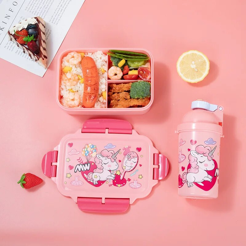 Unicorn Kawaii Bento Kutija za ručak Boca za vodu za djecu Djevojčice Dječaci Škola Dječji vrtić Mini snack sendvič Posuda za hranu