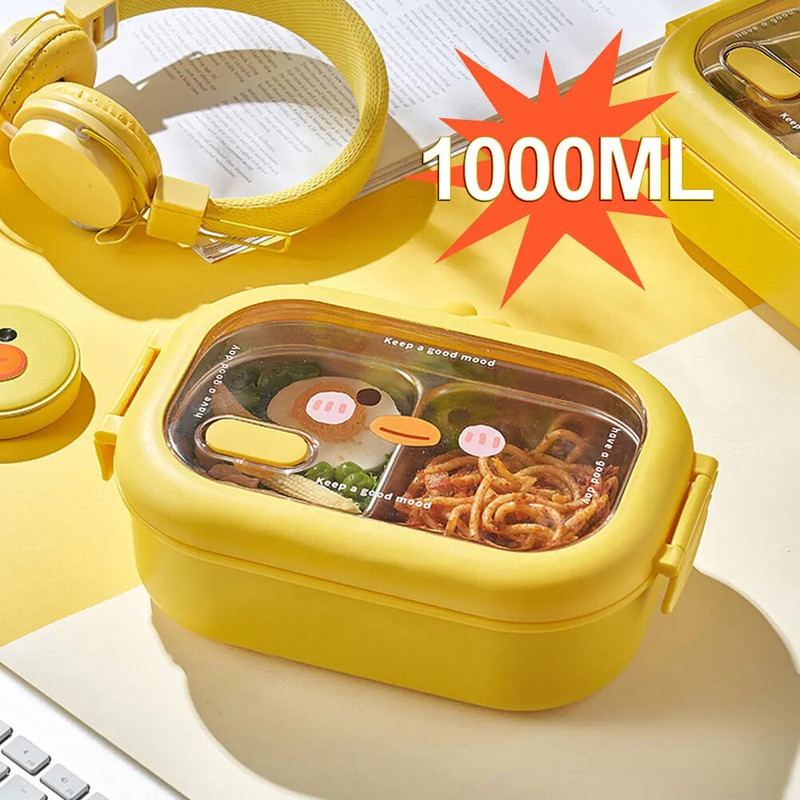 Roostevabast terasest Bento lõunakast, laste kooli Kawaii Bento kast, suletud armas kaasaskantav toidukonteiner, eraldi soojendatav lõunakast